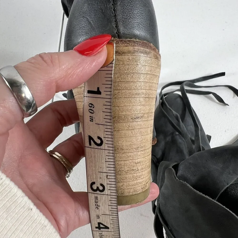 Free People Size 39 US 9 Seven Wonders Leather Ankle Boots Women’s Gray Buttery - Picture 11 of 13